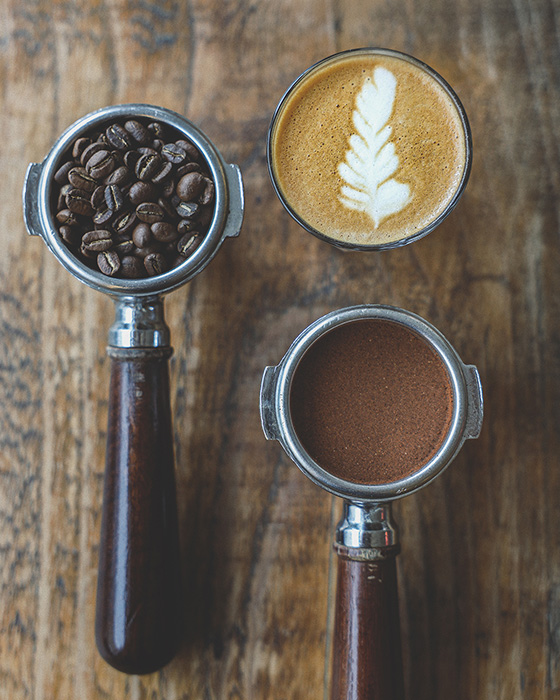 Billede af kaffe og kaffebønner